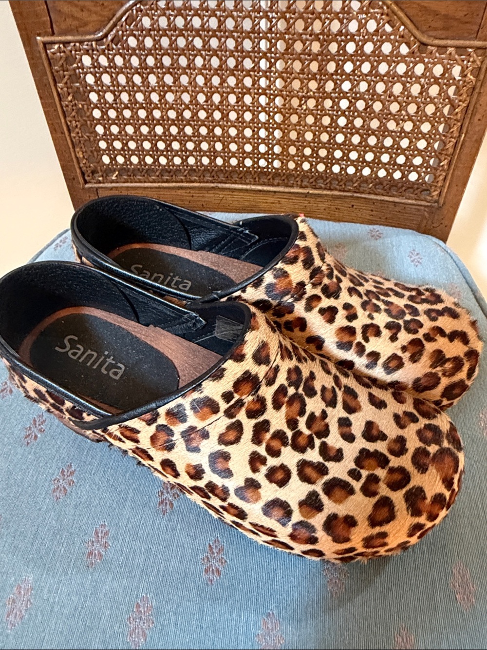 Sanita Leopard Print Clogs in Brown and Black